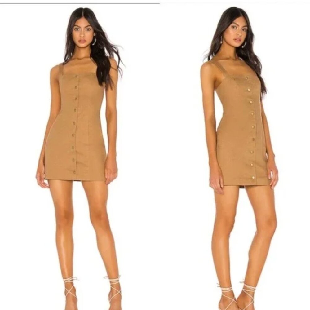 Tularosa brown button-down mini dress, cotton & polyester